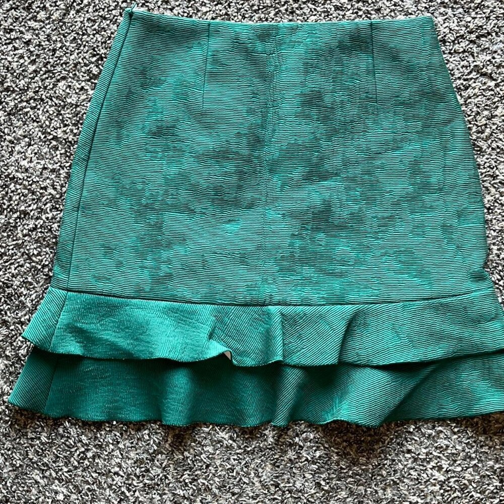 Sandro Pencil Skirt Womens 3 Green Tiered Layered Ruffled Dainty Spring Coquette - Picture 4 of 7